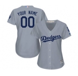 Women's Los Angeles Dodgers Grey Alternate Road Stitched Baseball Customized Jersey
