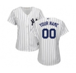 Women's New York Yankees Customized White Navy Home Cool Base Custom Jersey