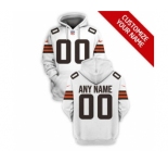 Men's Cleveland Browns Active Player Custom 2021 White Pullover Football Hoodie 2