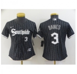 Women's Chicago White Sox #3 Harold Baines Replica Black Alternate Home Jersey