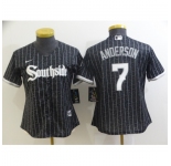 Women's Nike Chicago White Sox #7 Tim Anderson Black Gray Alternate Flex Base Jersey