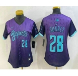 Women's Arizona Diamondbacks #28 Eugenio Suarez Number Purple 2025 City Connect Limited Jersey
