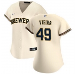 Women Milwaukee Brewers 49 Thyago Vieira Cream Cool Base Stitched Jersey