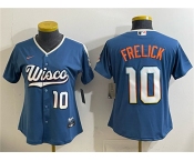 Women's Milwaukee Brewers #10 Sal Frelick Mineral Blue 2026 City Connect Stadium Stitched Baseball Jersey