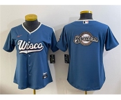 Women's Milwaukee Brewers Team Big Logo Mineral Blue 2026 City Connect Stadium Stitched Jersey