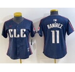 Women's Cleveland Guardians #11 Jose Ramirez Navy 2024 City Connect Limited Stitched Jersey