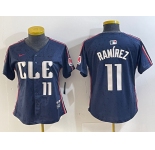 Women's Cleveland Guardians #11 Jose Ramirez Number Navy 2024 City Connect Limited Stitched Jersey