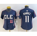 Women's Cleveland Guardians #11 Jose Ramirez Number Navy 2024 City Connect Limited Stitched Jerseys