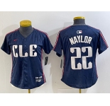 Women's Cleveland Guardians #22 Josh Naylor Navy 2024 City Connect Limited Stitched Jersey