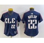 Women's Cleveland Guardians #22 Josh Naylor Number Navy 2024 City Connect Limited Stitched Jersey