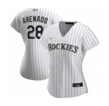 Women's Colorado Rockies #28 Nolan Arenado Home 2020 Baseball Player Jersey White