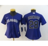 Women's Rockies #28 Nolan Arenado Purple 2020 Baseball Cool Base Jersey