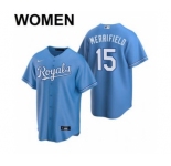 Women's Kansas City Royals #15 Whit Merrifield 2021 Blue Cool Base Stitched Baseball Jersey