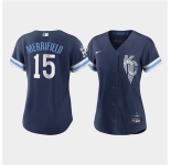 Women's Kansas City Royals #15 Whit Merrifield 2022 Navy City Connect Cool Base Stitched Jersey(Run Small)