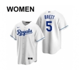 Women's Kansas City Royals #5 George Brett 2021 White Cool Base Stitched Baseball Jersey