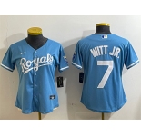 Women's Kansas City Royals #7 Bobby Witt Jr. Light Blue Cool Base Stitched Jersey