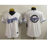 Women's Kansas City Royals Team Big Logo White Cool Base Stitched Jersey