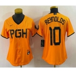 Women's Pittsburgh Pirates #10 Bryan Reynolds Yellowd 2023 City Connect Stitched Jersey