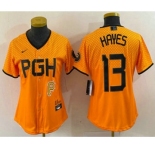 Women's Pittsburgh Pirates #13 KeBryan Hayes Yellow 2023 City Connect Stitched Jersey1