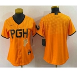 Women's Pittsburgh Pirates Blank Clemente Yellow 2023 City Connect Stitched Jersey