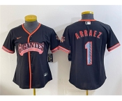 Women's San Francisco Giants #1 Luis Arraez Black 2026 Alternate Stadium Stitched Baseball Jersey
