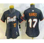 Women's San Francisco Giants #17 Heliot Ramos Number Black 2025 City Connect Limited Stitched Jersey