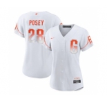 Women's San Francisco Giants #28 Buster Posey White City Connect Cool Base Stitched Baseball Jersey