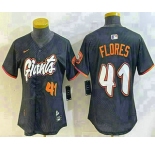 Women's San Francisco Giants #41 Wilmer Flores Number Black 2025 City Connect Limited Stitched Jersey