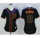 Women's San Francisco Giants #8 Hunter Pence Black SF Cool Base Baseball Jersey