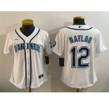Women's Seattle Mariners #12 Josh Naylor White Cool Base Stitched Baseball Jersey