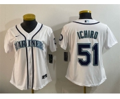 Women's Seattle Mariners #51 Ichiro Suzuki White Cool Base Stitched Baseball Jersey
