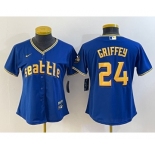 Women's Seattle Mariners Blank Blue 2023 City Connect Cool Base Stitched Jersey