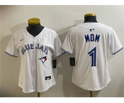 Women's Toronto Blue Jays #1 Mom White Limited Stitched Baseball Jersey