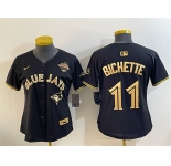 Women's Toronto Blue Jays #11 Bo Bichette Black Gold 2025 American League Champions Limited Stitched Baseball Jersey