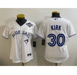 Women's Toronto Blue Jays #30 Alejandro Kirk White 2025 World Series Home Cool Base Stitched Baseball Jersey