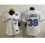 Women's Toronto Blue Jays #38 Nathan Lukes White 2025 World Series Home Cool Base Stitched Baseball Jersey