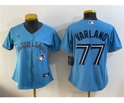 Women's Toronto Blue Jays #77 Louis Varland Blue Stitched Baseball Jersey