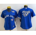 Women's Toronto Blue Jays Team Big Logo Royal 2025 World Series Cool Base Stitched Baseball Jersey
