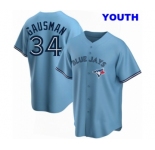 YOUTH TORONTO BLUE JAYS 34 #34 KEVIN GAUSMAN BLUE POWDER ALTERNATE JERSEY