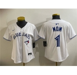 Youth Toronto Blue Jays #1 Mom White Limited Stitched Baseball Jersey