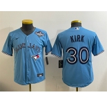 Youth Toronto Blue Jays #30 Alejandro Kirk Blue 2025 World Series Cool Base Stitched Baseball Jersey