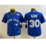 Youth Toronto Blue Jays #30 Alejandro Kirk Royal 2025 World Series Cool Base Stitched Baseball Jersey