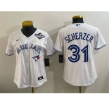 Youth Toronto Blue Jays #31 Max Scherzer White 2025 World Series Cool Base Stitched Baseball Jersey