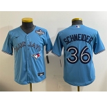 Youth Toronto Blue Jays #36 Davis Schneider Blue 2025 World Series Cool Base Stitched Baseball Jersey