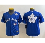 Youth Toronto Blue Jays & Leafs Royal 2025 World Series With White Leafs Logo Cool Base Stitched Baseball Jersey