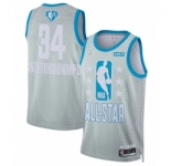 Men 2022 All Star #34 Giannis Antetokounmpo Gray Basketball Jersey