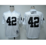 Oakland Raiders #42 Ronnie Lott White Throwback Jersey