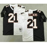 Men's Atlanta Falcons #21 Deion Sanders Black White Split 1992 Throwback Jersey