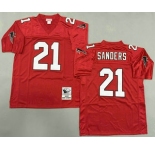 Men's Atlanta Falcons #21 Deion Sanders Red 1992 Throwback Jersey