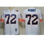 Chicago Bears #72 William Perry White Throwback With Bear Patch Jersey